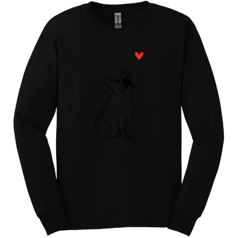 French Bulldog - Sketch Dog Long Sleeve Tee - Black