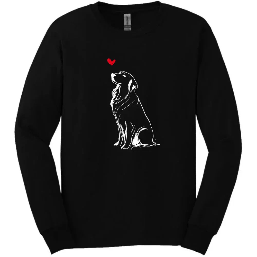 Golden Retriever - Sketch Dog Long Sleeve Tee - Black