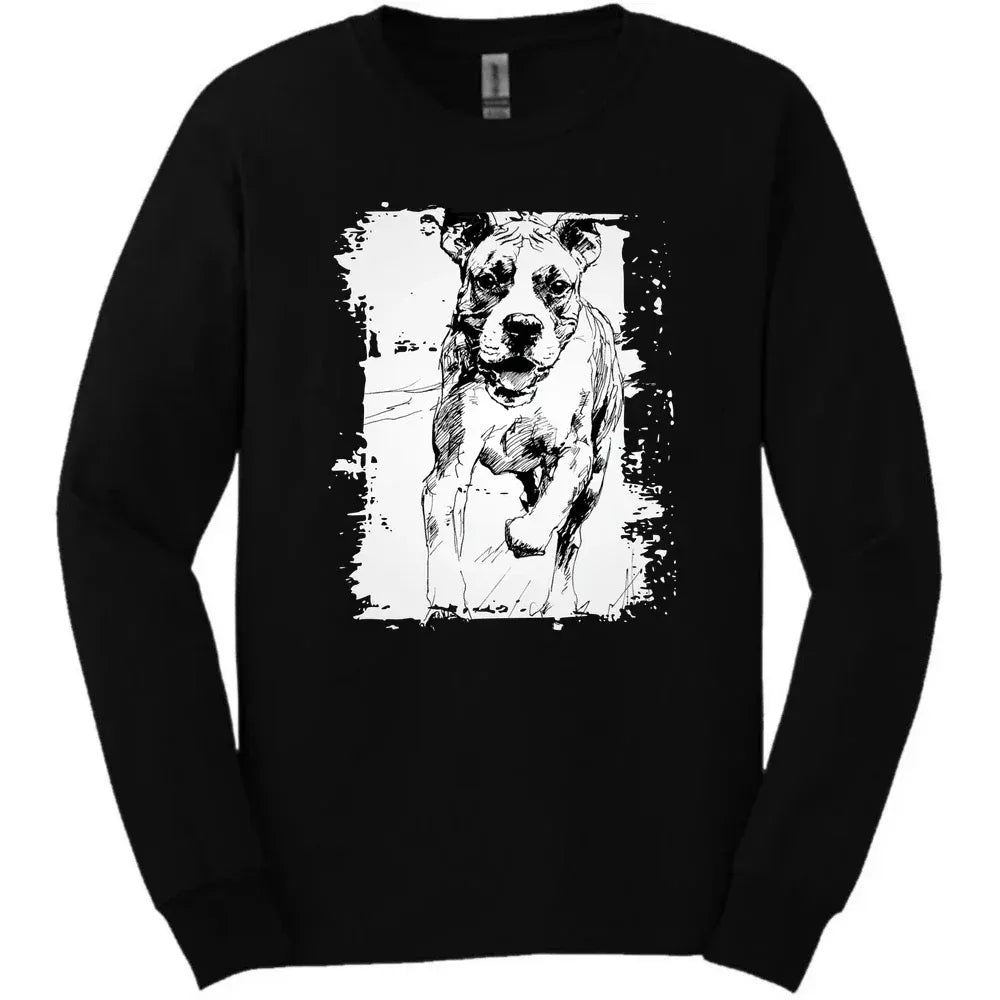 Boxer - Running Dog Long Sleeve Tee - Black