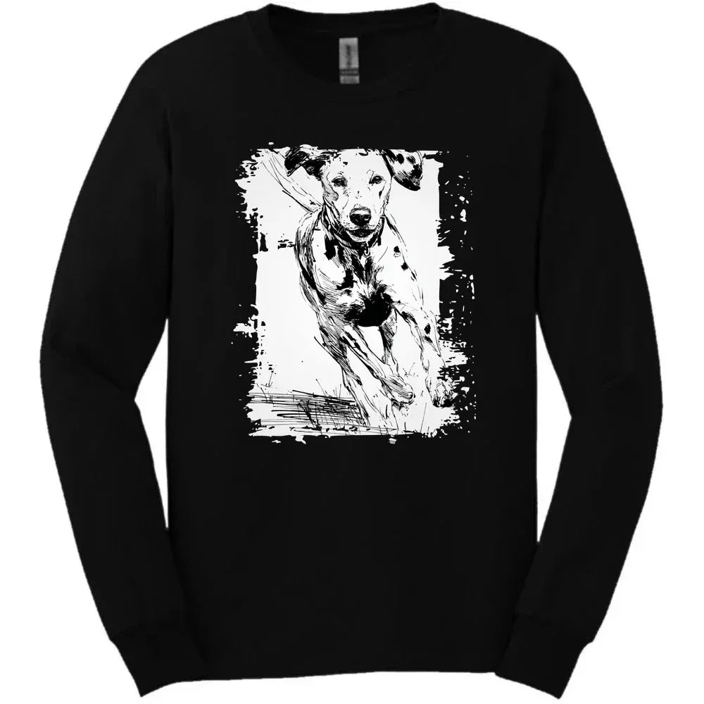 Dalmatian - Running Dog Long Sleeve Tee - Black
