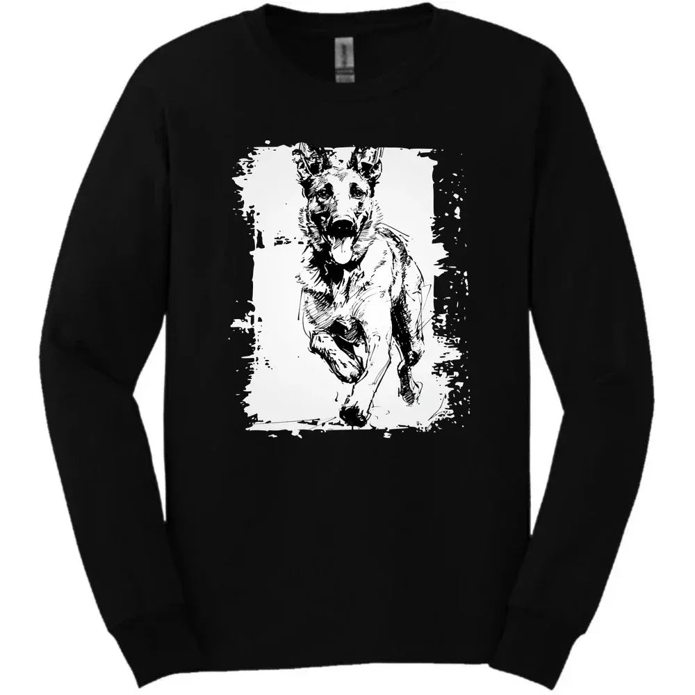 Dutch Shepherd - Running Dog Long Sleeve Tee - Black