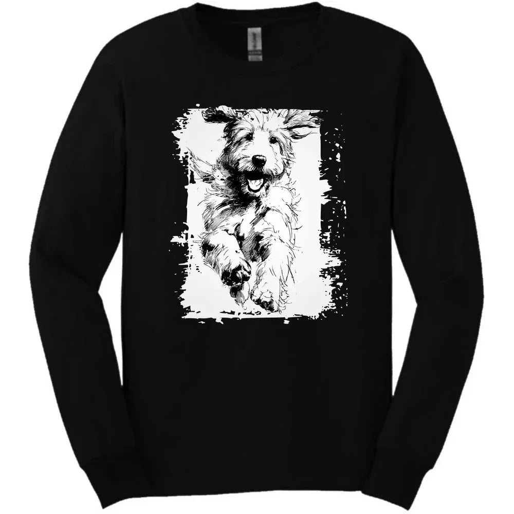 Golden Doodle - Running Dog Long Sleeve Tee - Black
