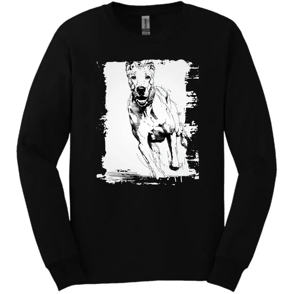 Great Dane - Running Dog Long Sleeve Tee - Black