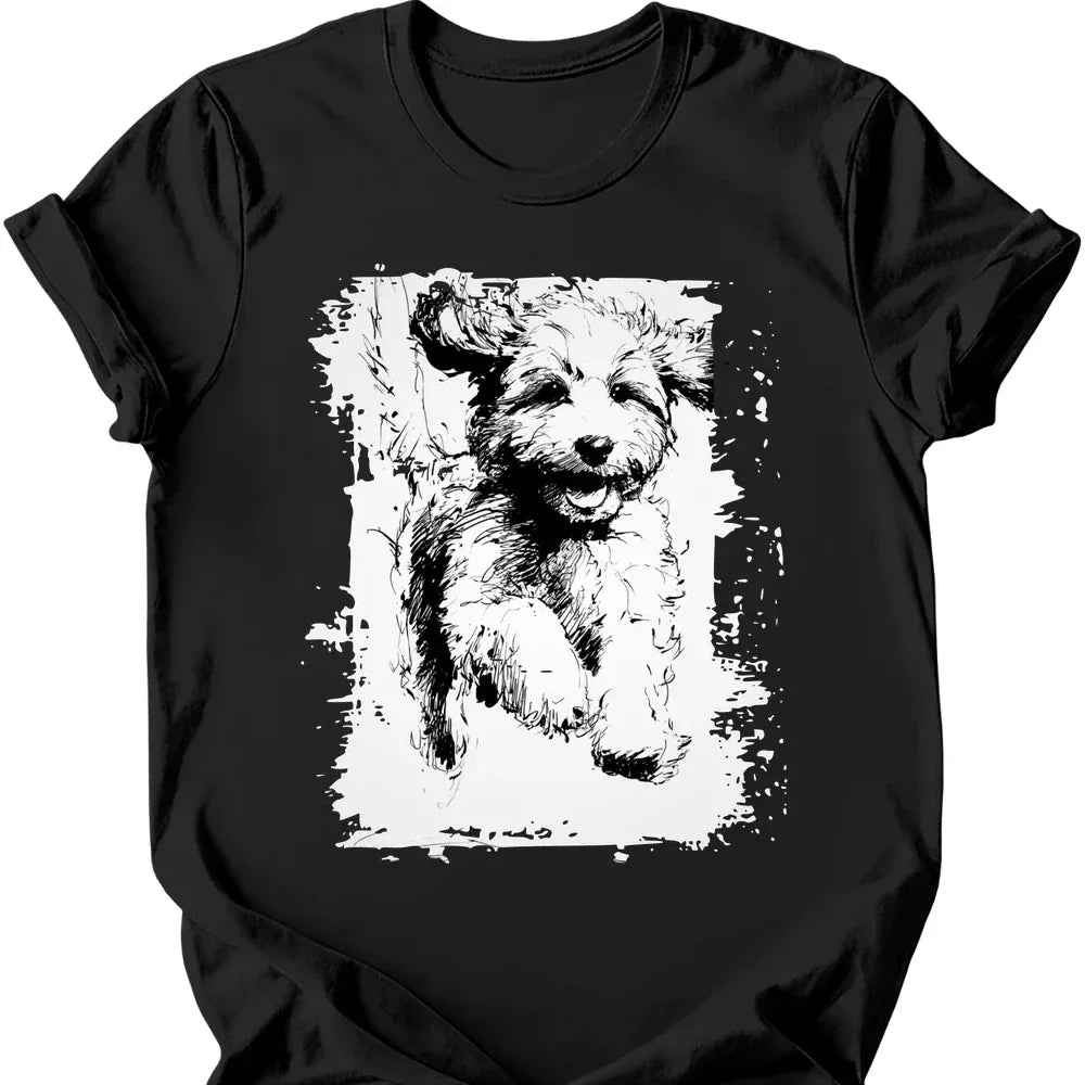 Cavapoo - Running Dog T-Shirt - Black