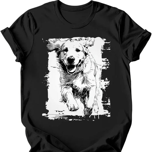 Golden Retriever - Running Dog T-Shirt - Black