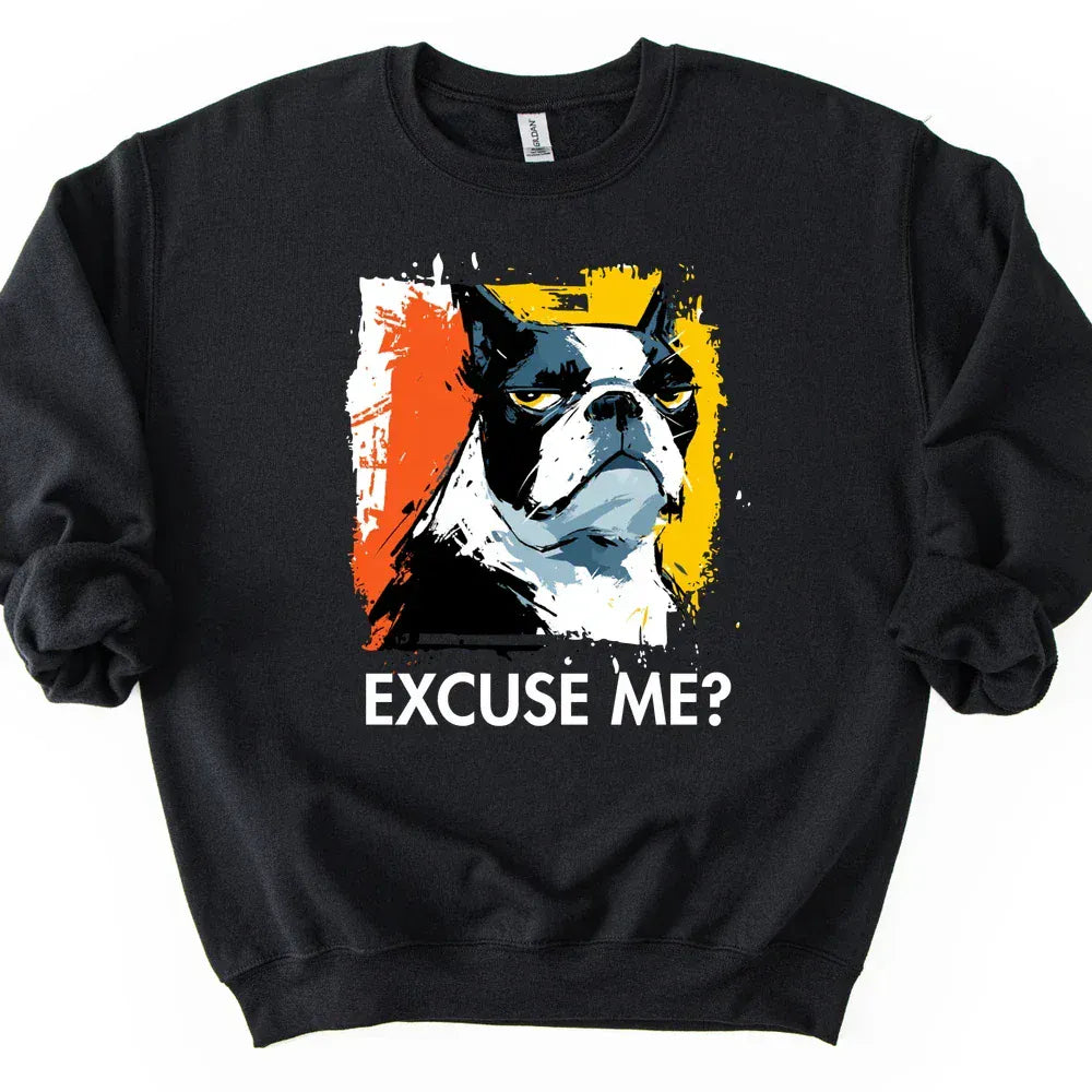 Boston Terrier - Excuse Me Dog Sweater - Black
