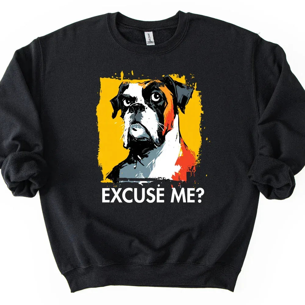 Boxer - Excuse Me Dog Sweater - Black