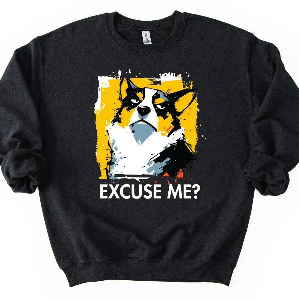 Corgi - Excuse Me Dog Sweater - Black