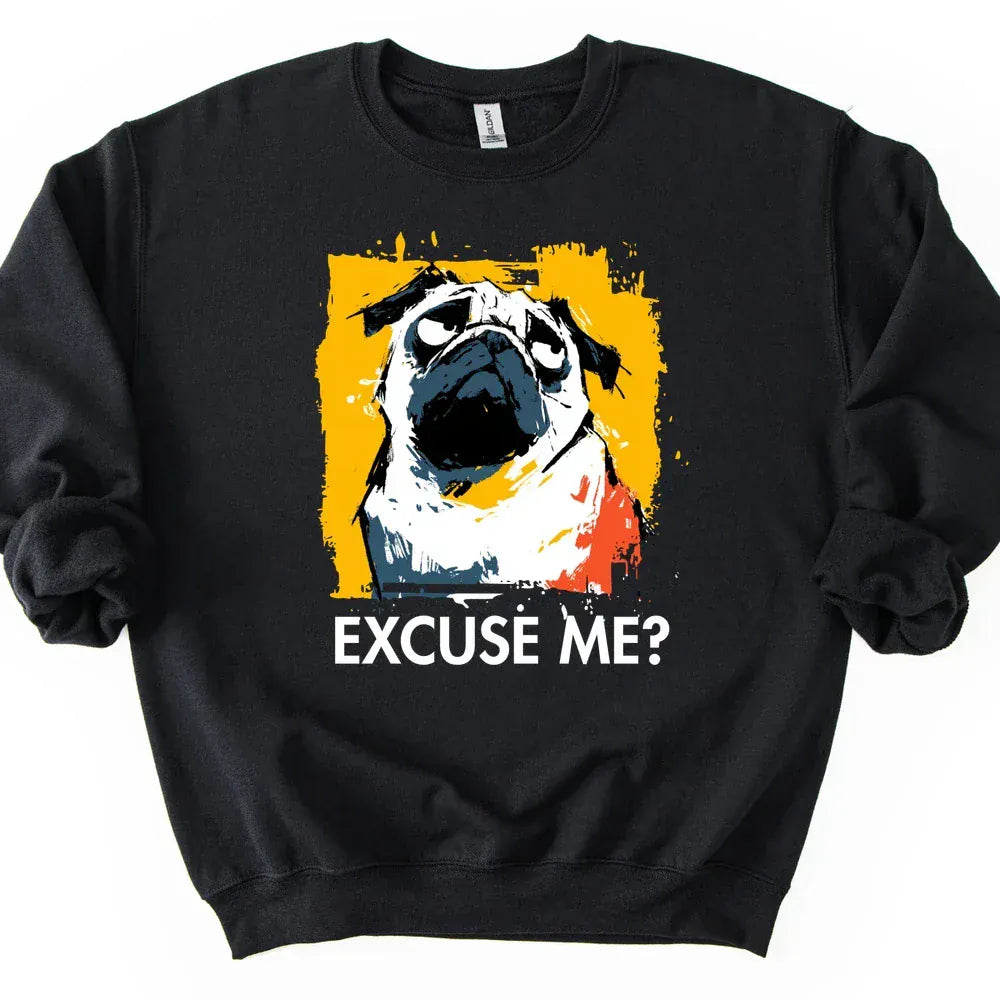 Pug - Excuse Me Dog Sweater - Black