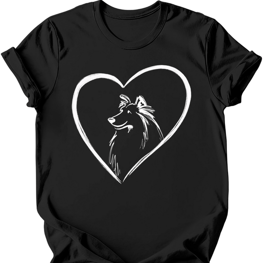Shetland Sheepdog - Heart Dog T-Shirt - Black