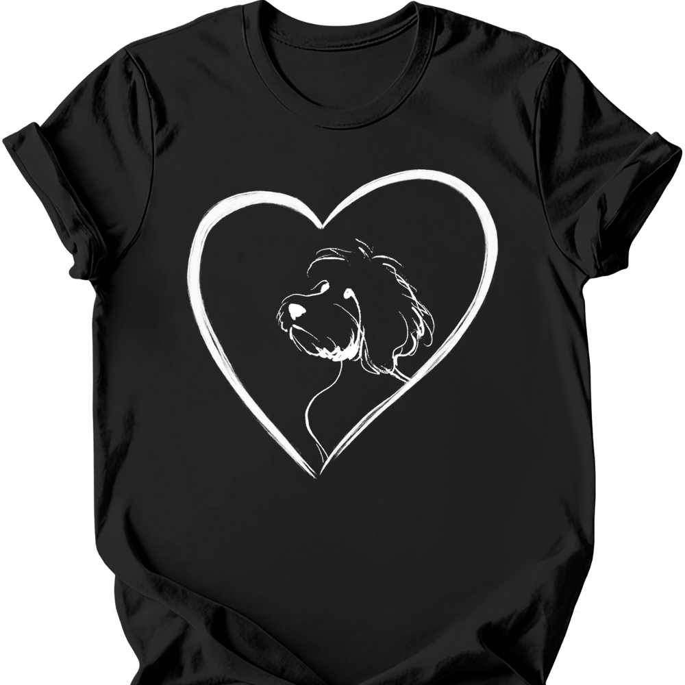 Cavapoo - Heart Dog T-Shirt - Black