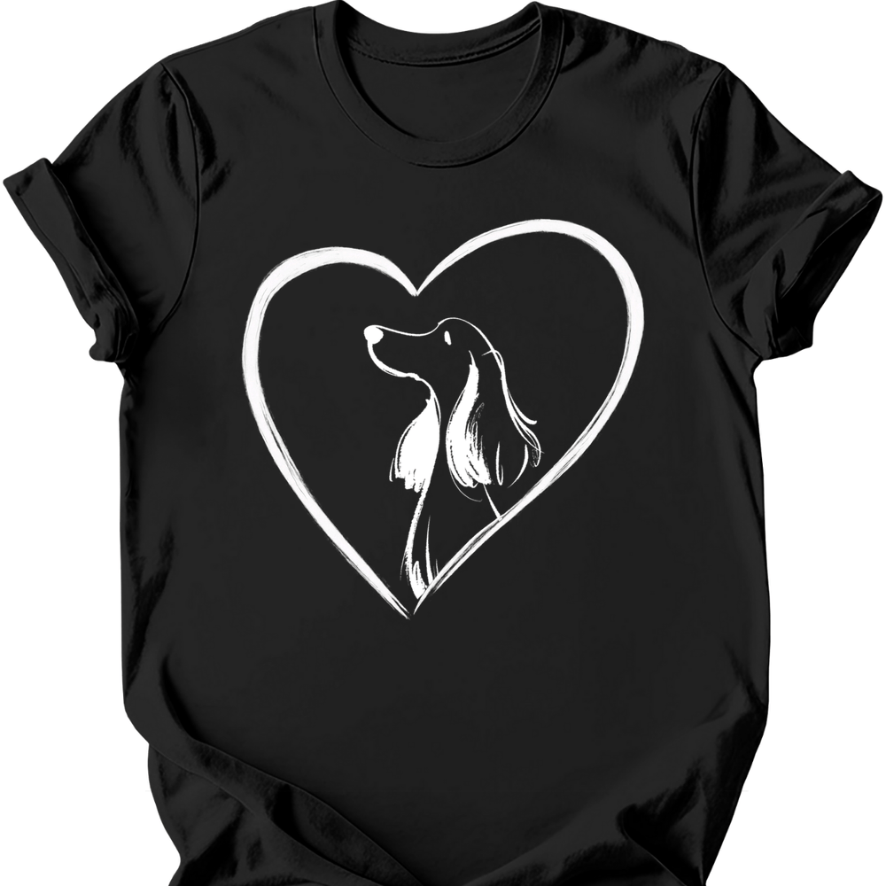 Cocker Spaniel - Heart Dog T-Shirt - Black