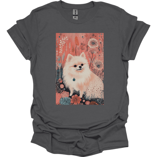 Pomeranian - Boho Dog T-Shirt - Charcoal
