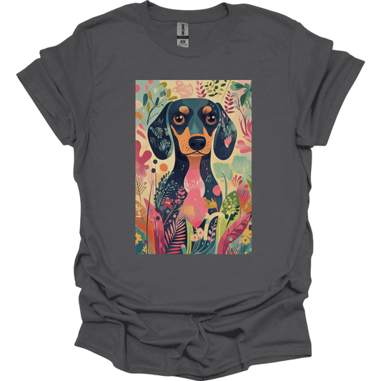 Dachshund - Boho Dog T-Shirt - Charcoal