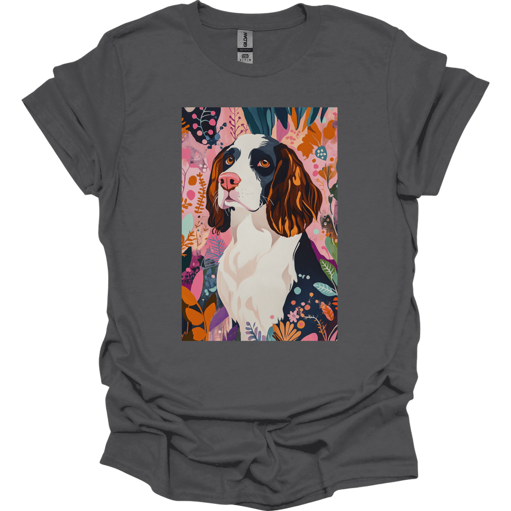 English Springer Spaniel - Boho Dog T-Shirt - Charcoal