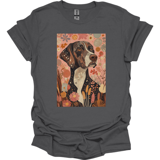 German Shorthaired Pointer - Boho Dog T-Shirt - Charcoal