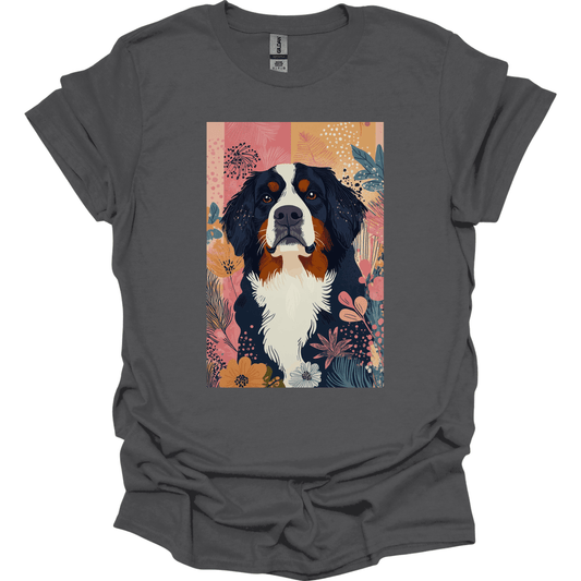 Bernese Mountain Dog - Boho Dog T-Shirt - Charcoal