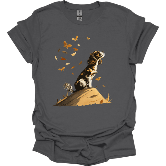 Cavalier King Charles Spaniel - Fall Dog T-Shirt - Charcoal