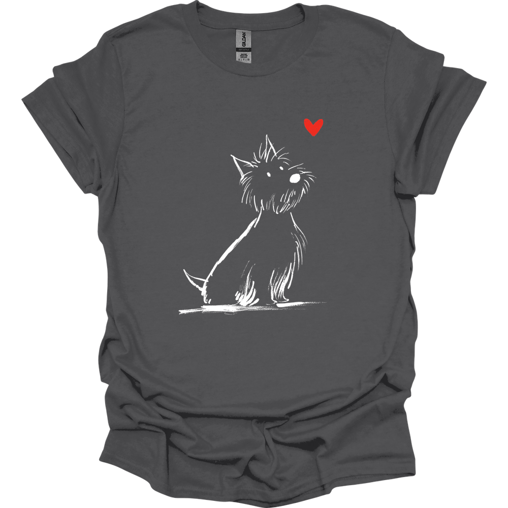 West Highland White Terrier - Sketch Dog T-Shirt - Charcoal