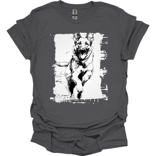 Belgian Malinois - Running Dog T-Shirt - Charcoal