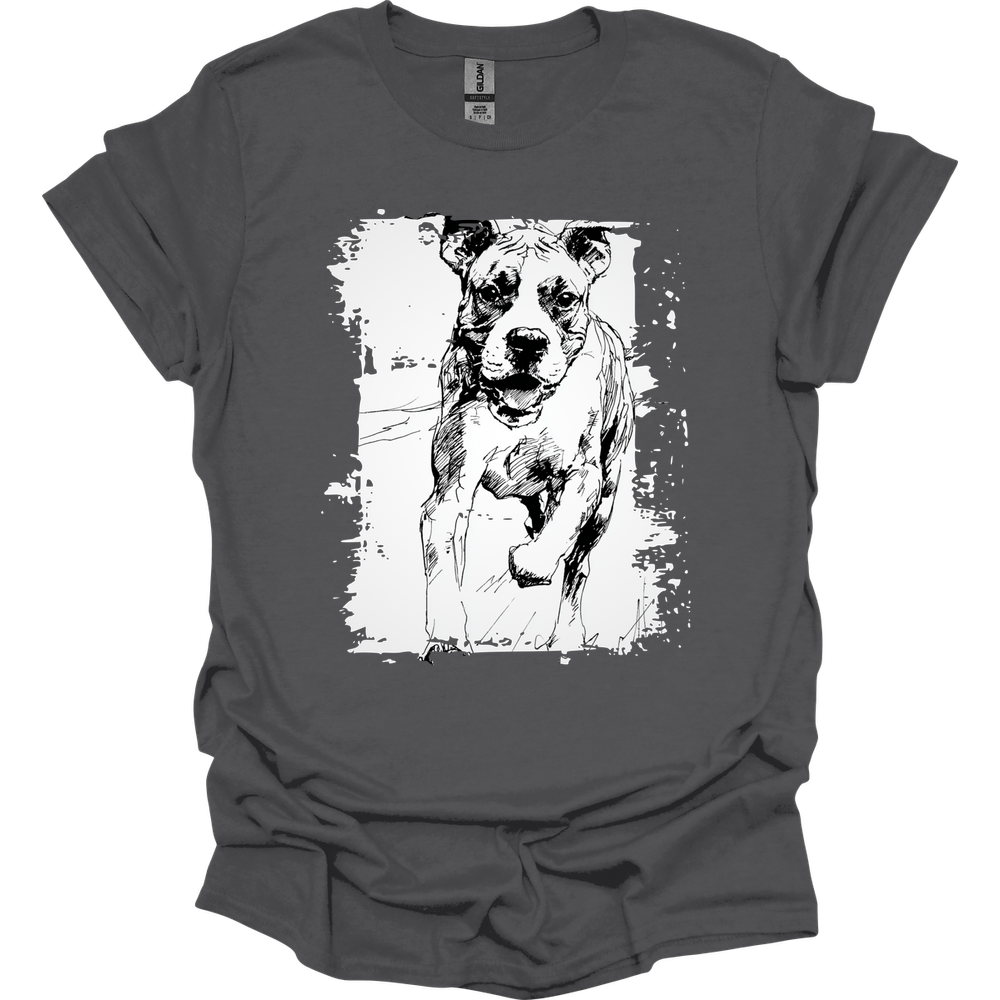 Boxer - Running Dog T-Shirt - Charcoal
