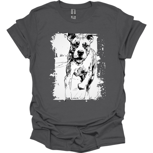 Boxer - Running Dog T-Shirt - Charcoal