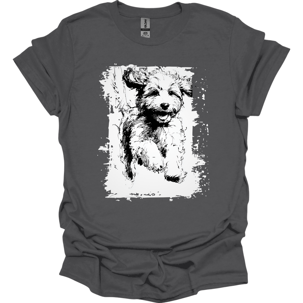 Cavapoo - Running Dog T-Shirt - Charcoal