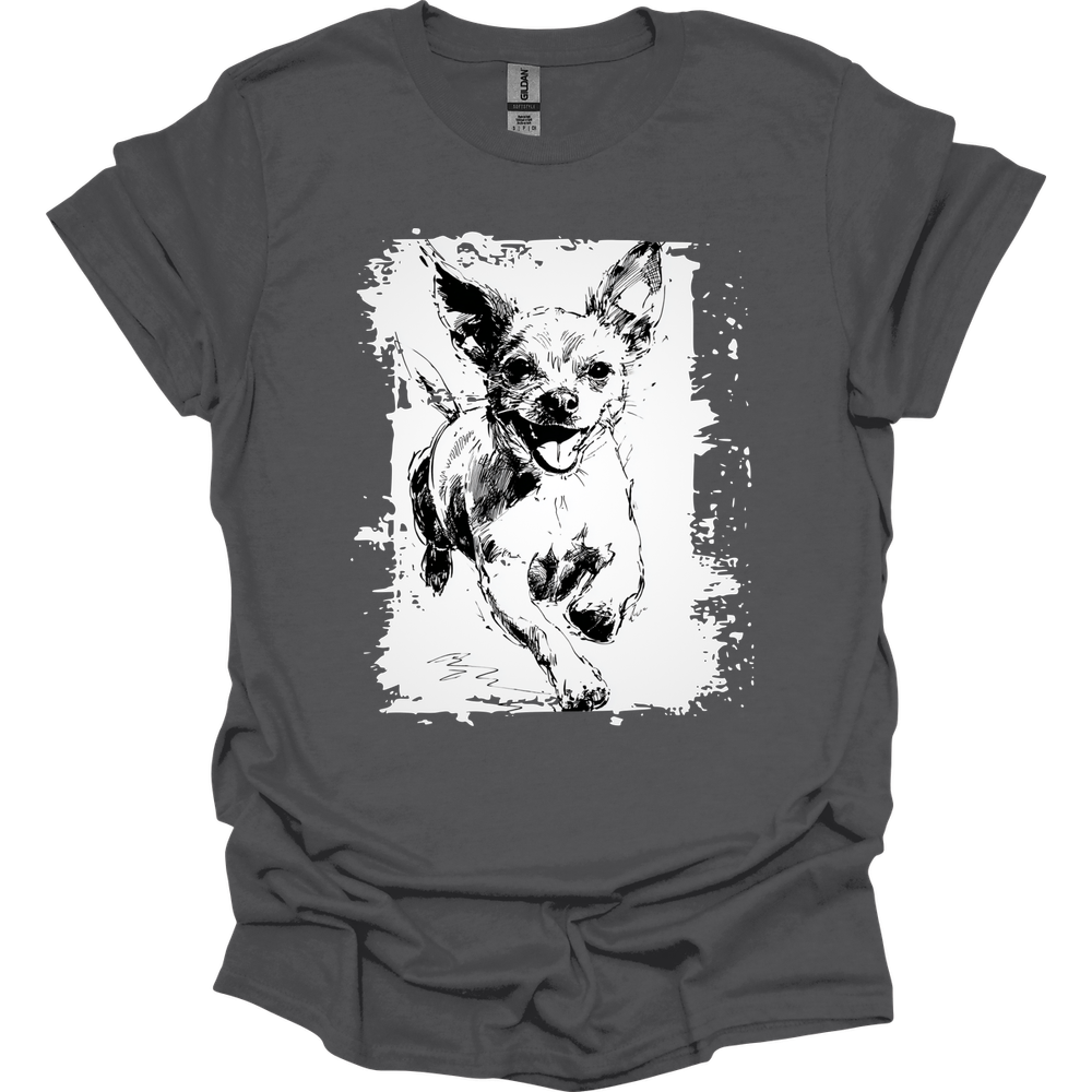 Chihuahua - Running Dog T-Shirt - Charcoal