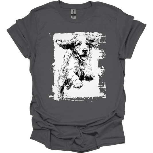 Cocker Spaniel - Running Dog T-Shirt - Charcoal