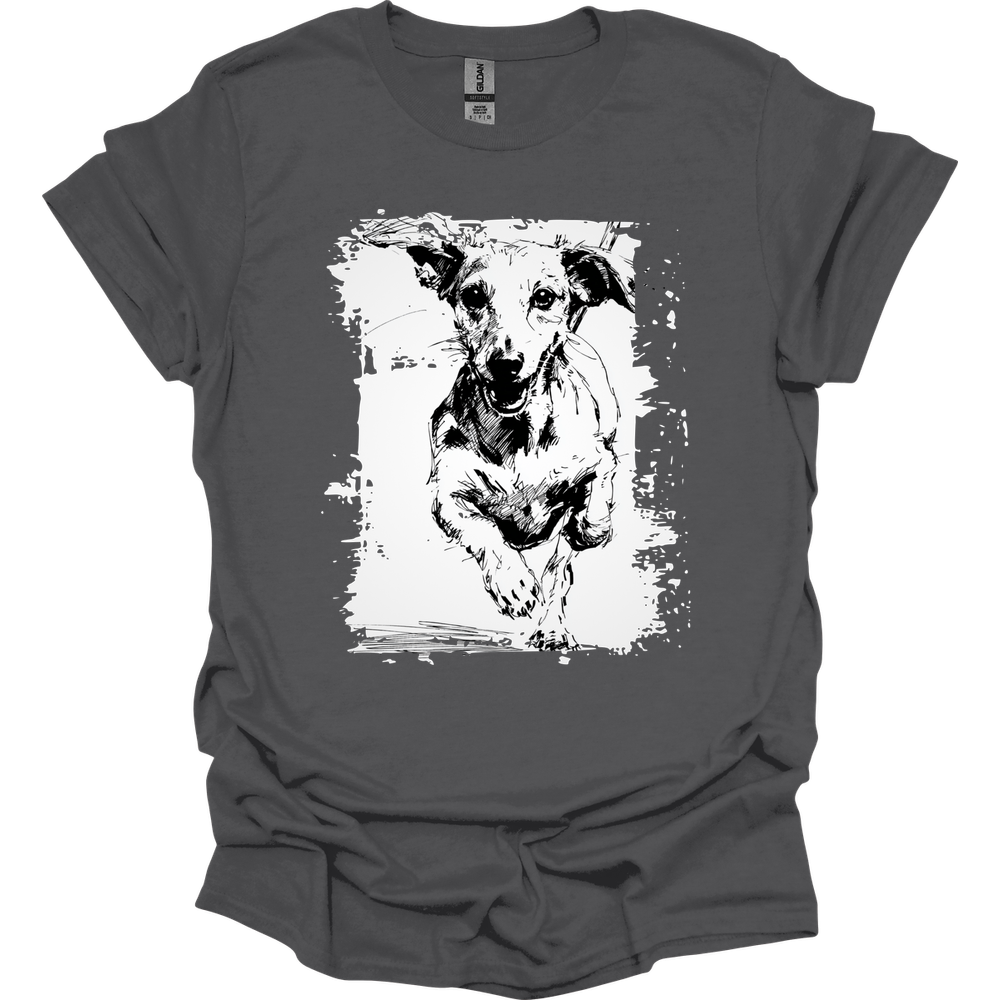 Dachshund - Running Dog T-Shirt - Charcoal