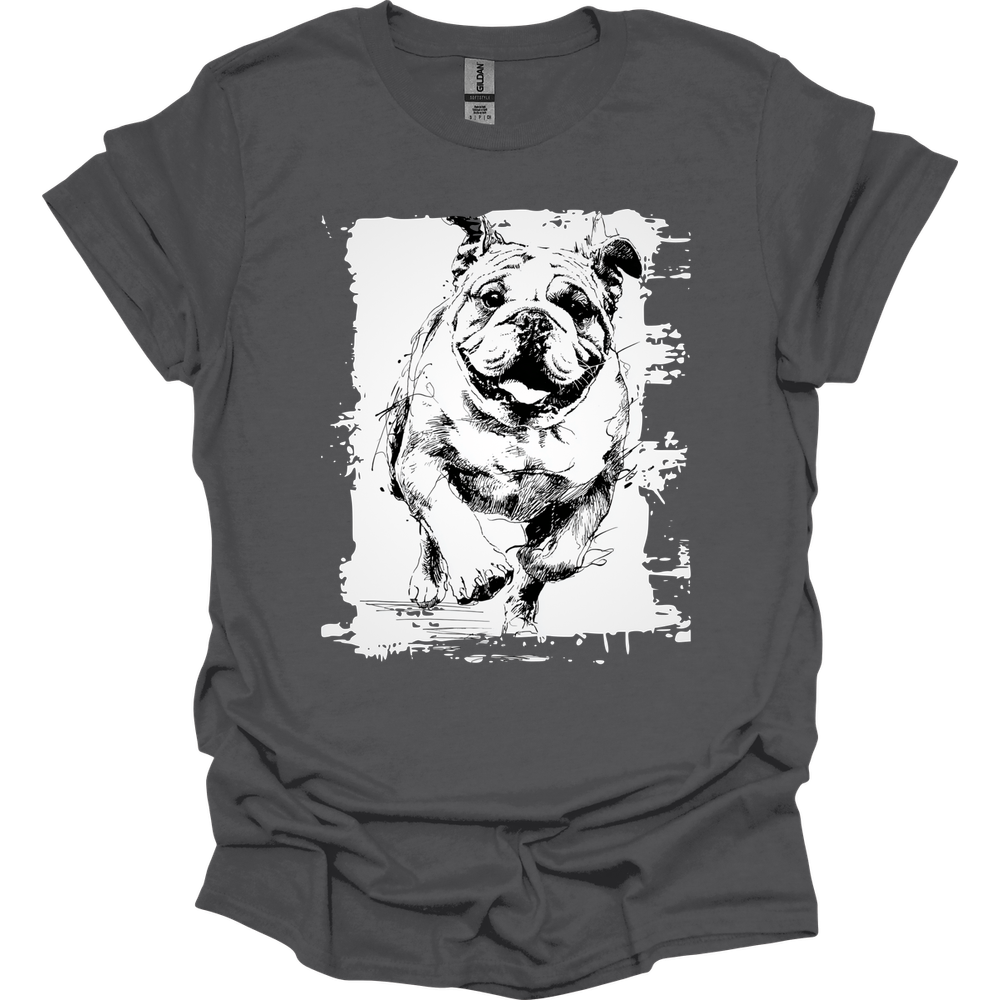 Bulldog - Running Dog T-Shirt - Charcoal