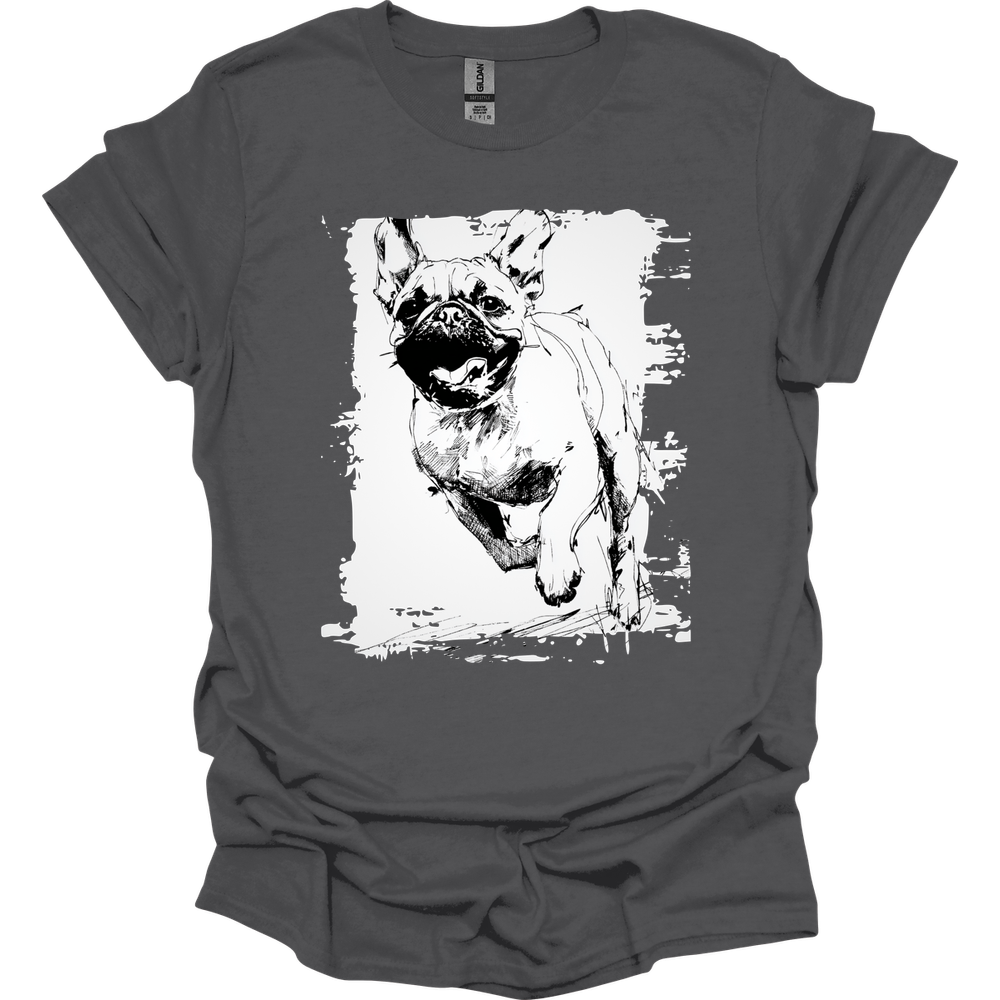 Pug - Running Dog T-Shirt - Charcoal