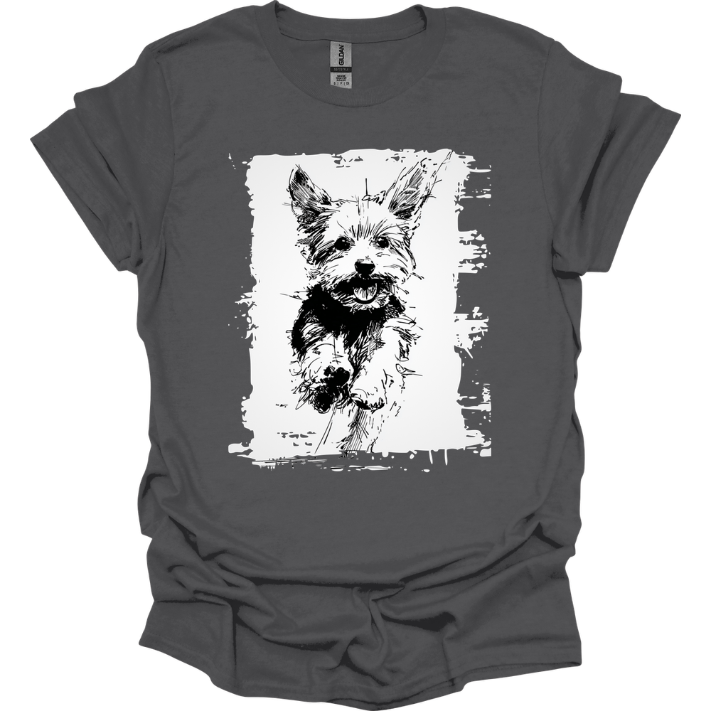 Yorkshire Terrier - Running Dog T-Shirt - Charcoal