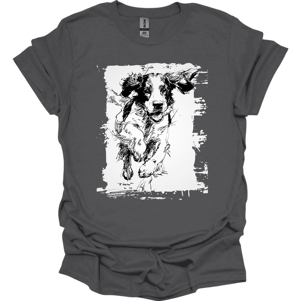 English Springer Spaniel - Running Dog T-Shirt - Charcoal