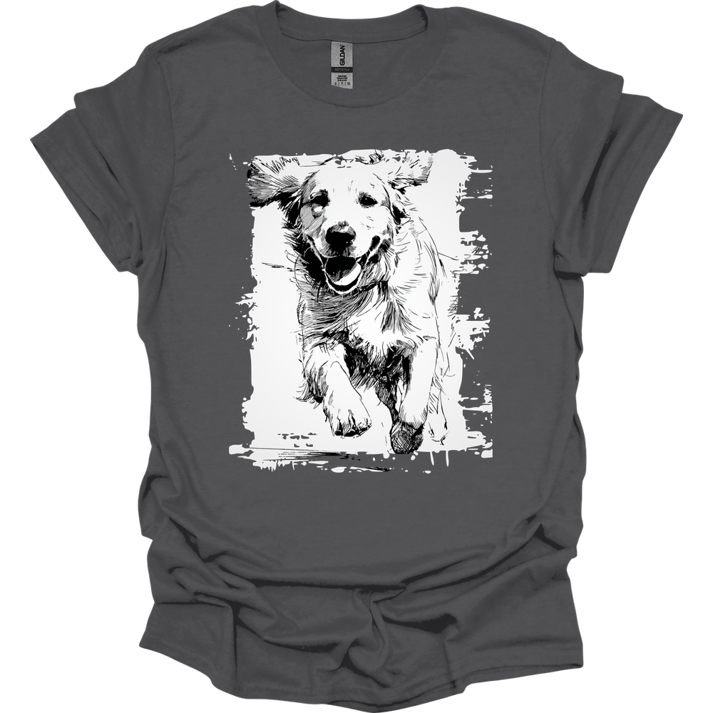 Golden Retriever - Running Dog T-Shirt - Charcoal