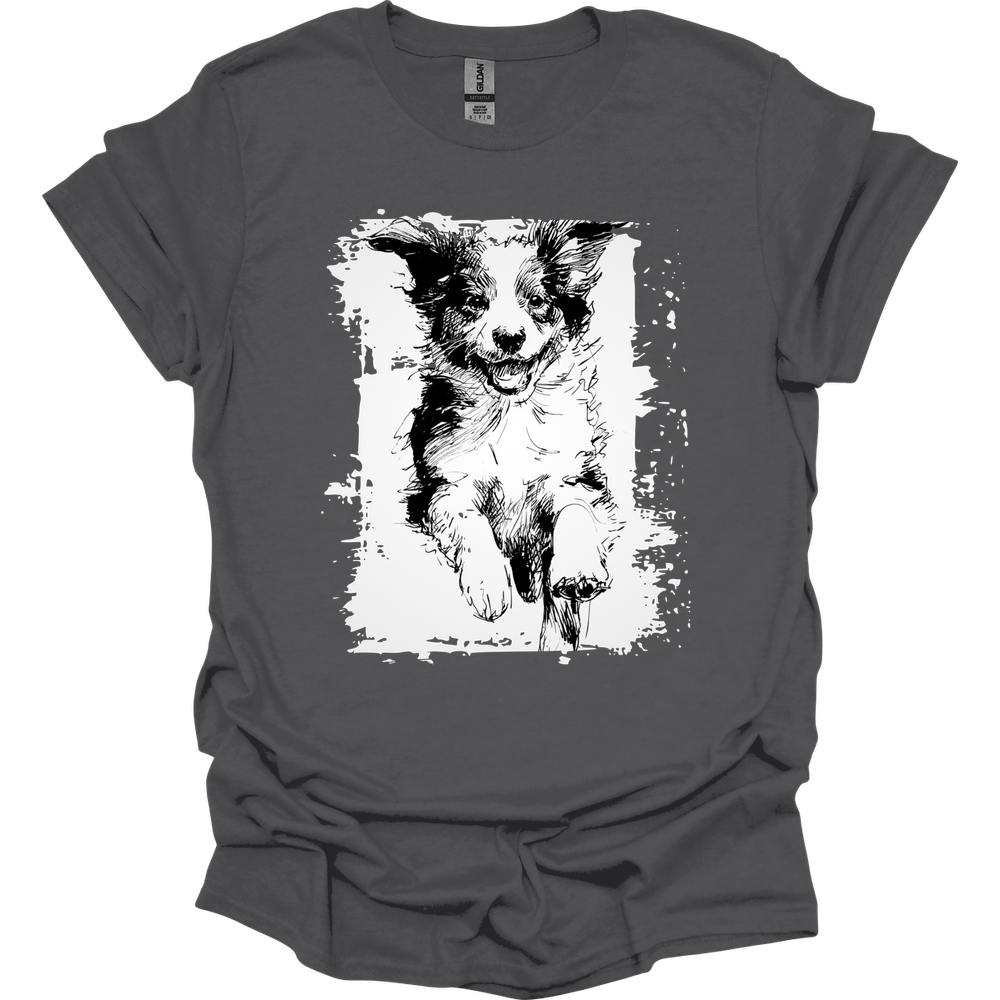 Miniature American Shepherd - Running Dog T-Shirt - Charcoal