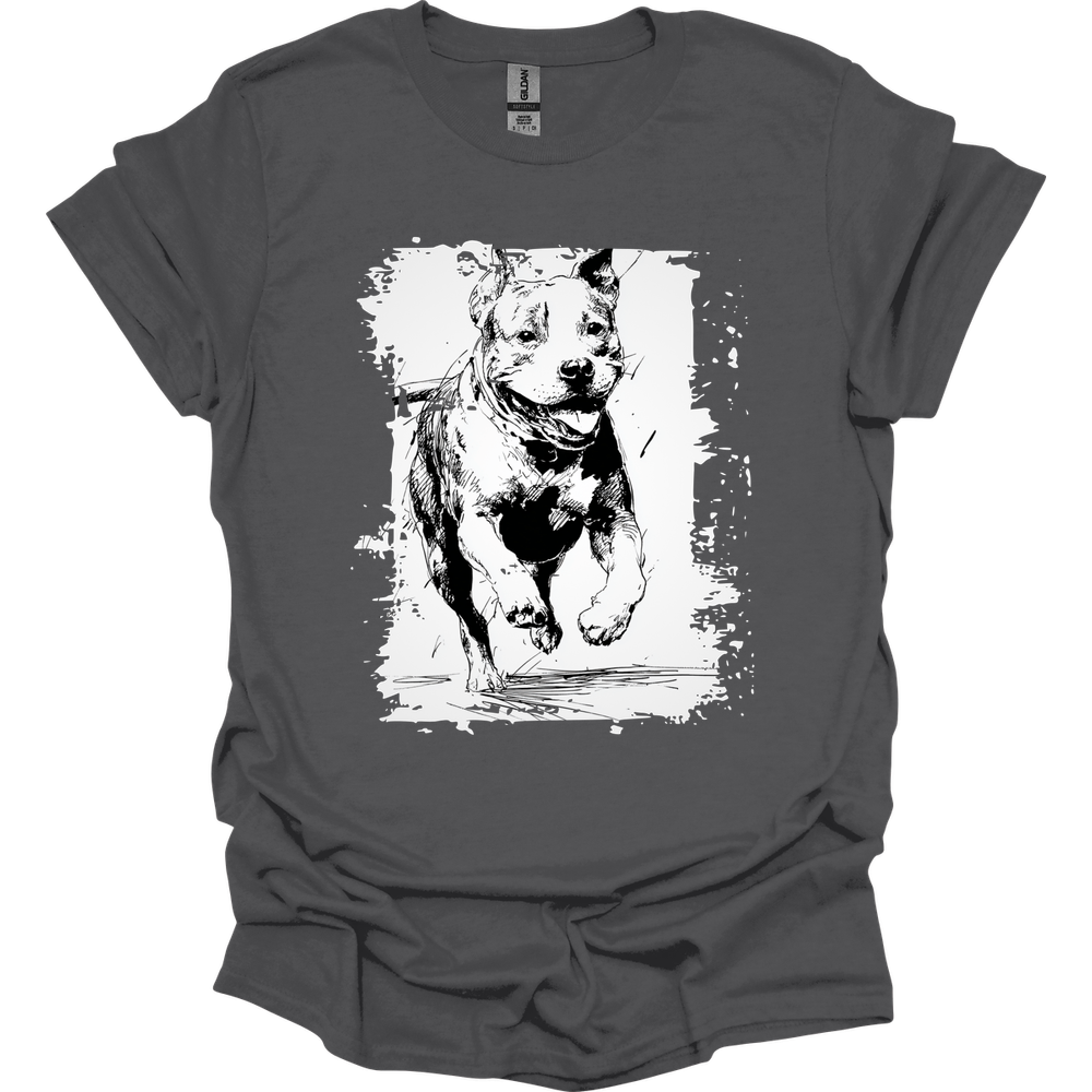 Pitbull - Running Dog T-Shirt - Charcoal