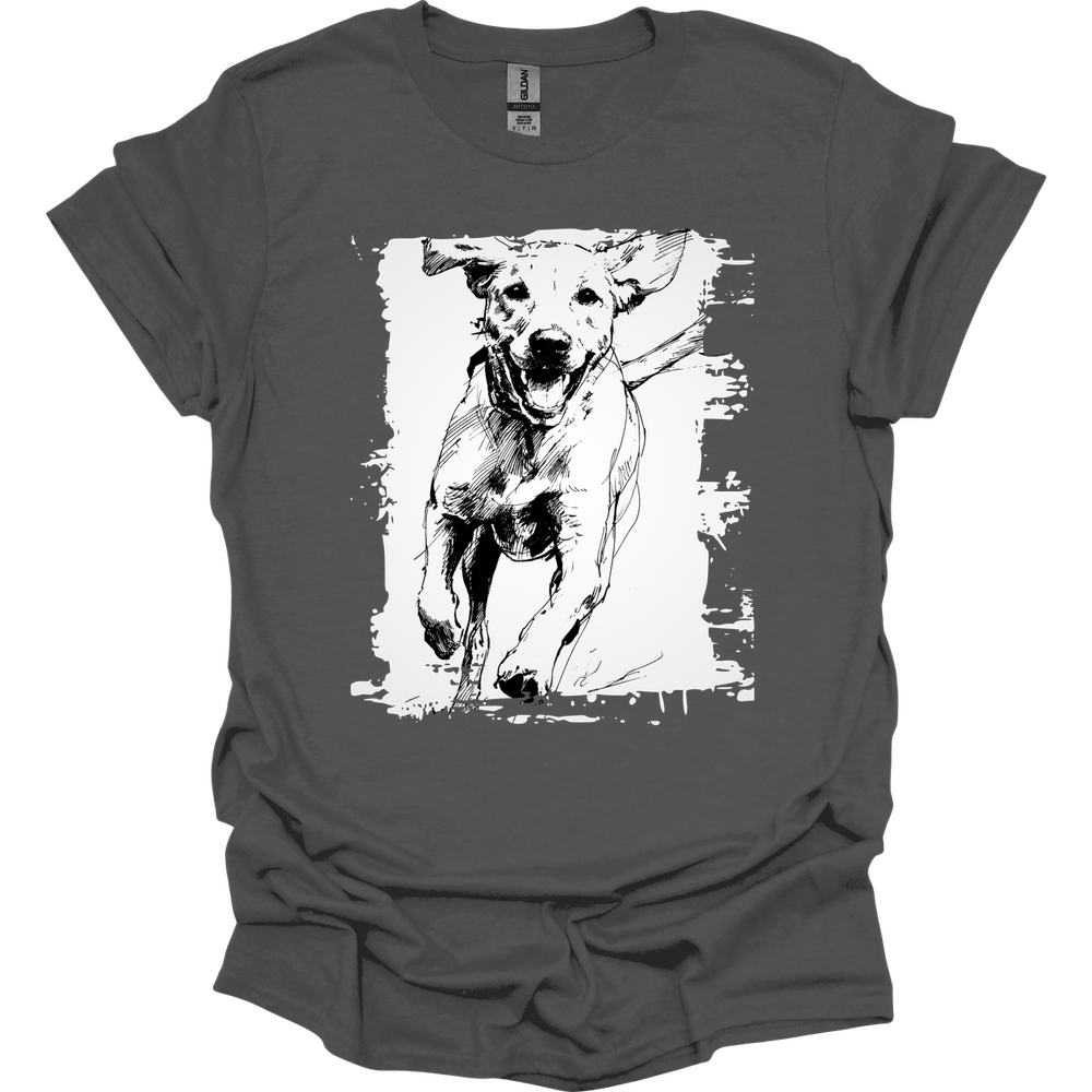 Labrador - Running Dog T-Shirt - Charcoal