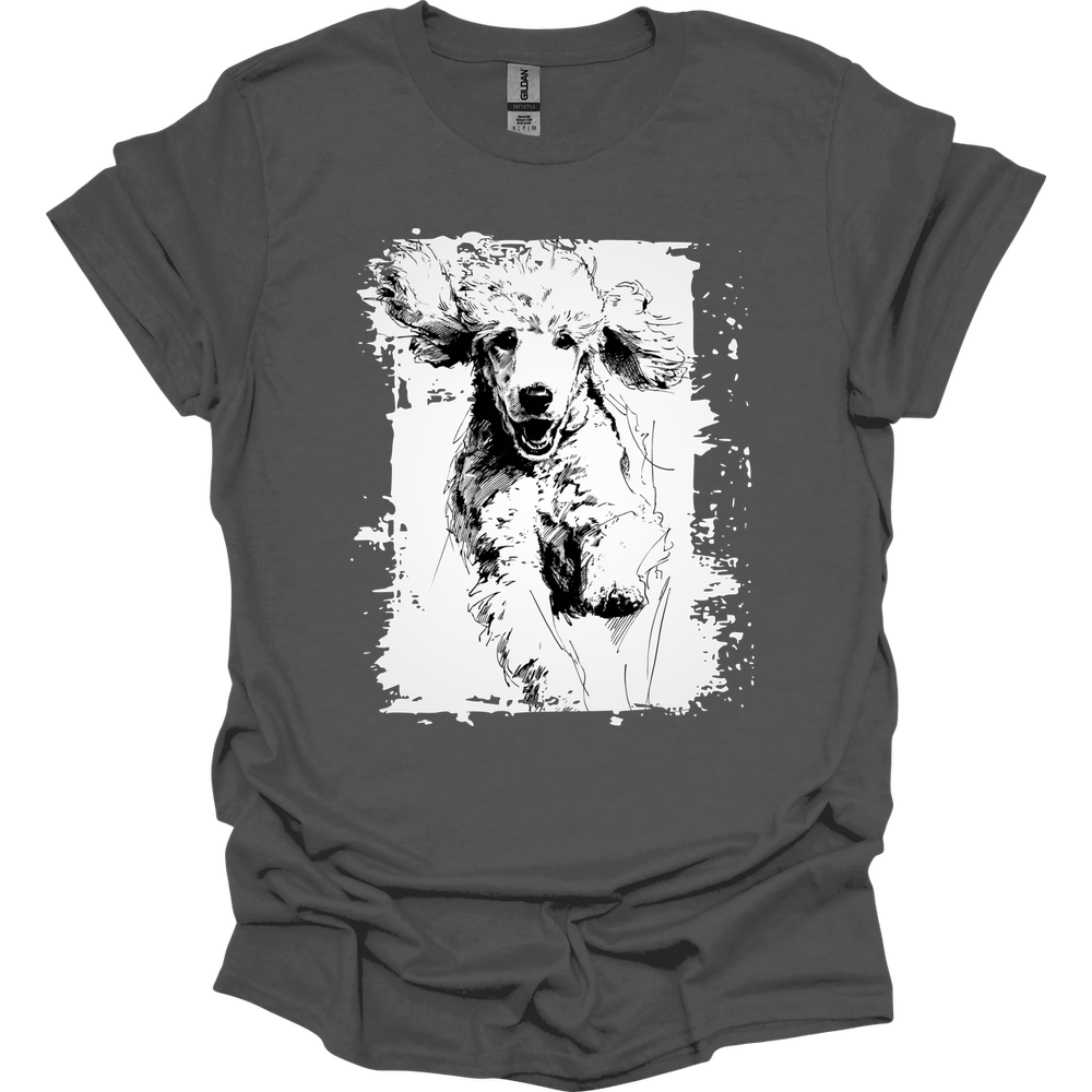 Poodle - Running Dog T-Shirt - Charcoal