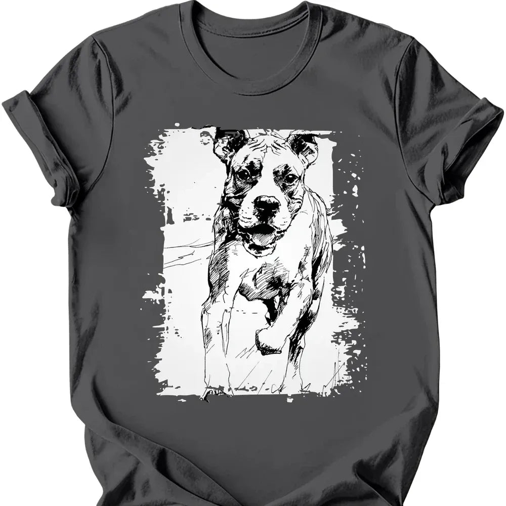 Boxer - Running Dog T-Shirt - Charcoal