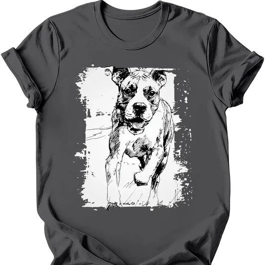 Boxer - Running Dog T-Shirt - Charcoal