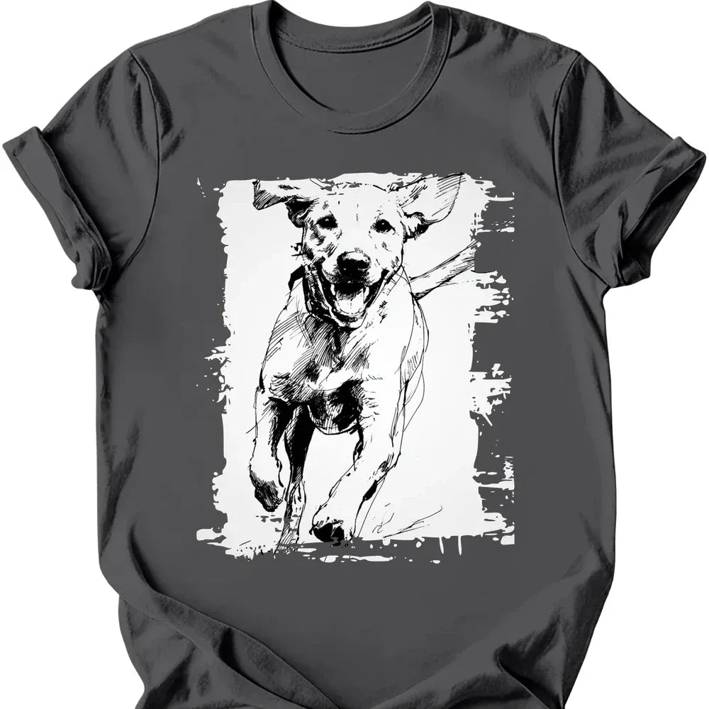 Labrador - Running Dog T-Shirt - Charcoal