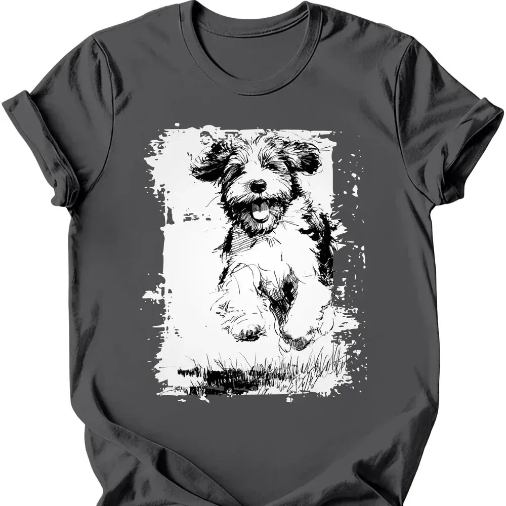 Portuguese Water Dog - Running Dog T-Shirt - Charcoal