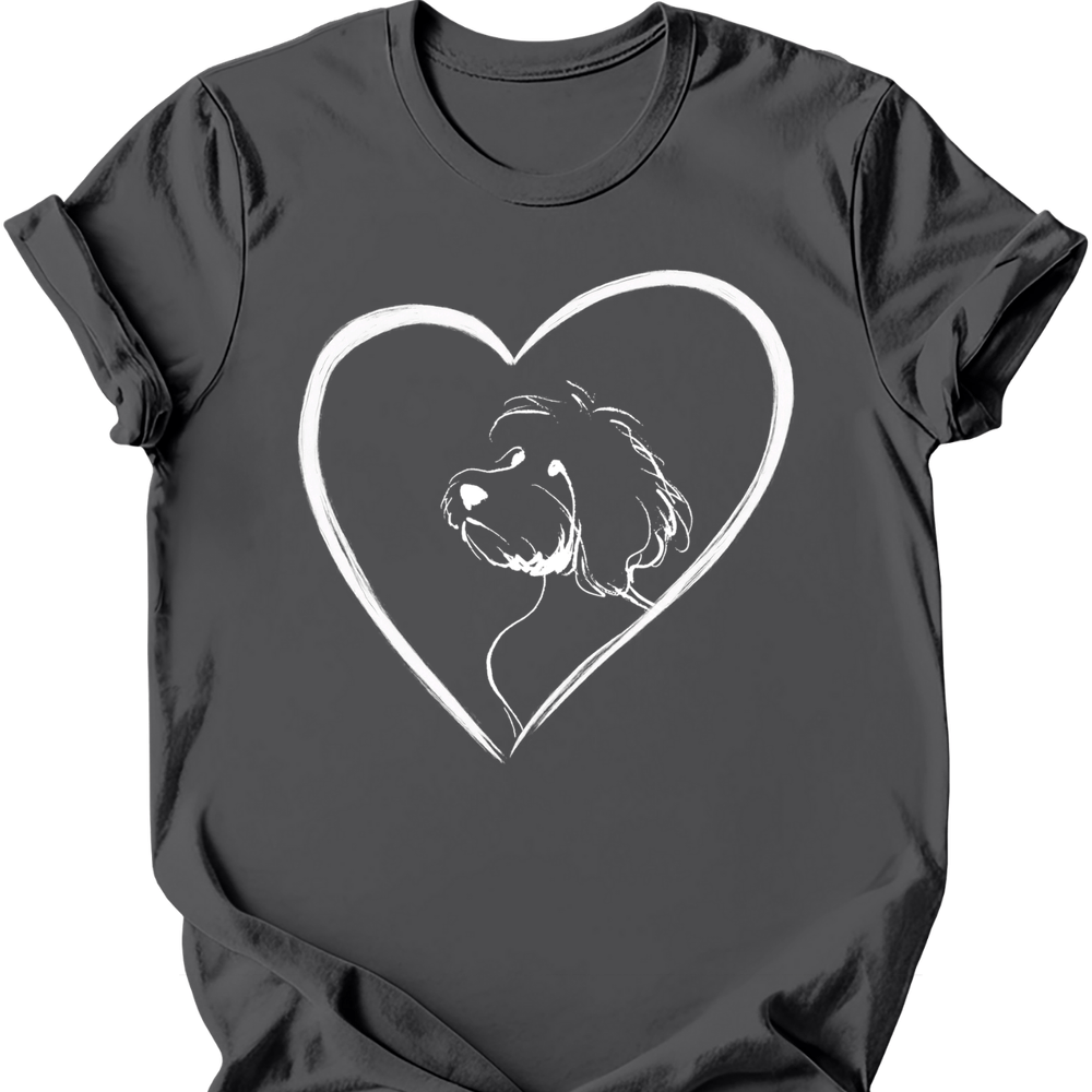 Cavapoo - Heart Dog T-Shirt - Charcoal