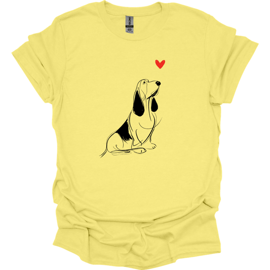 Basset Hound - Sketch Dog T-Shirt - Cornsilk