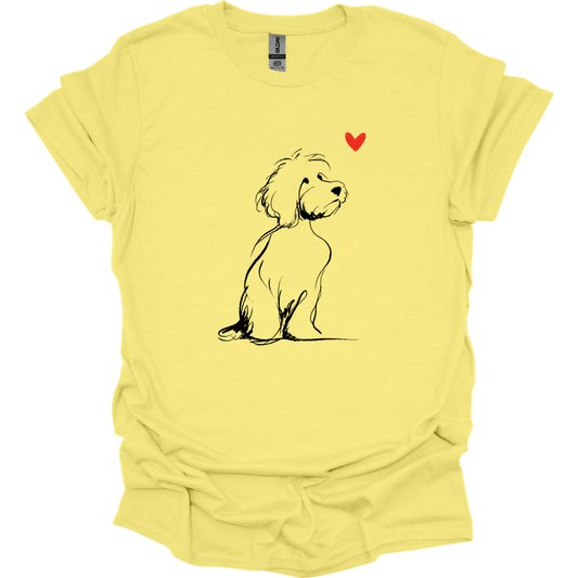Cavapoo - Sketch Dog T-Shirt - Cornsilk