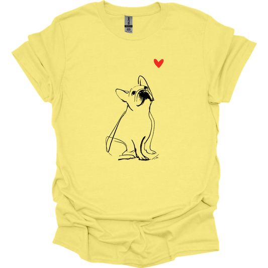 French Bulldog - Sketch Dog T-Shirt - Cornsilk