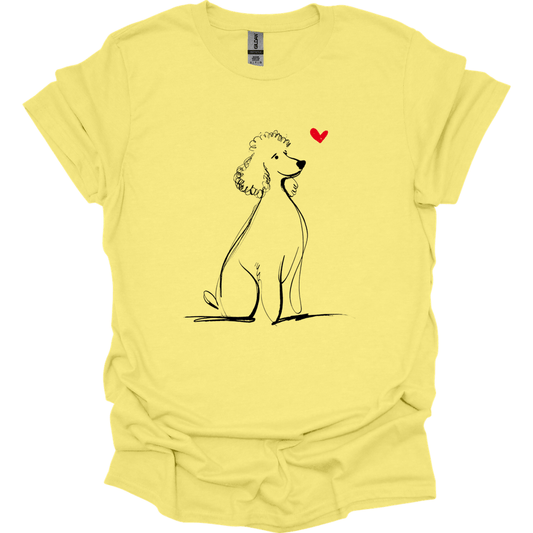 Poodle - Sketch Dog T-Shirt - Cornsilk