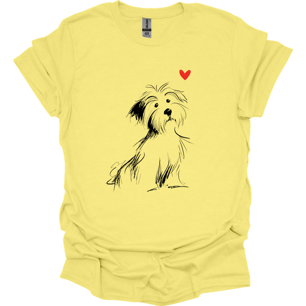 Havanese - Sketch Dog T-Shirt - Cornsilk