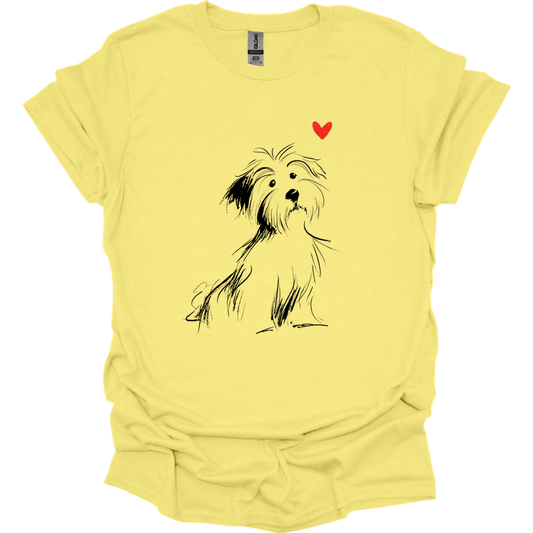 Havanese - Sketch Dog T-Shirt - Cornsilk